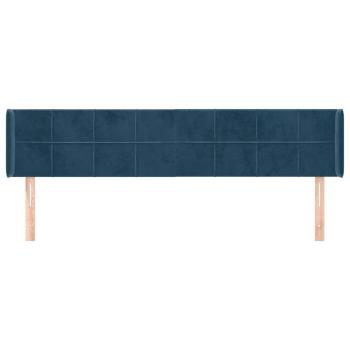 Kopfteil mit Ohren Dunkelblau 203x16x78/88 cm Samt
