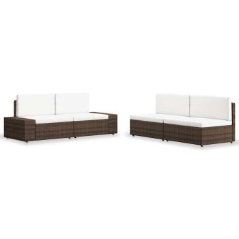 ARDEBO.de - 4-tlg. Garten-Lounge-Set Poly Rattan Braun