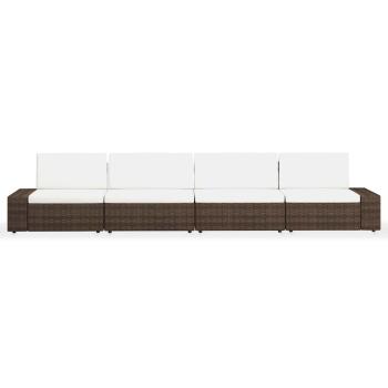 4-tlg. Garten-Lounge-Set Poly Rattan Braun