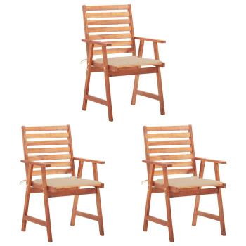 ARDEBO.de - Garten-Essstühle 3 Stk. mit Kissen Massivholz Akazie
