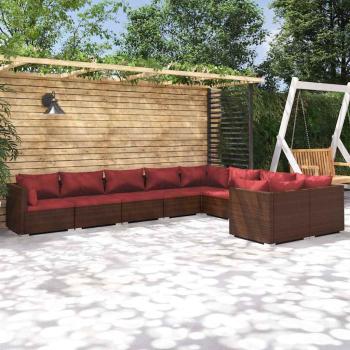 ARDEBO.de - 9-tlg. Garten-Lounge-Set mit Kissen Poly Rattan Braun