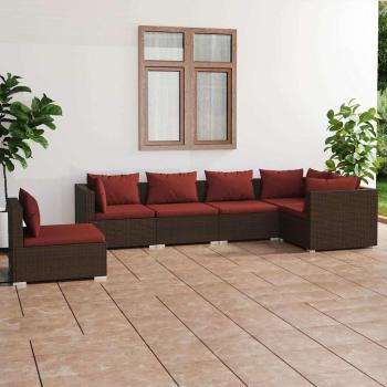 ARDEBO.de - 6-tlg. Garten-Lounge-Set mit Auflagen Poly Rattan Braun