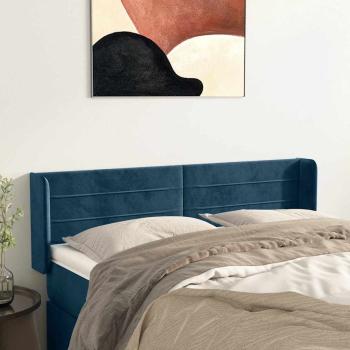 ARDEBO.de - Kopfteil mit Ohren Dunkelblau 147x16x78/88 cm Samt