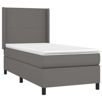 Boxspringbett mit Matratze Grau 80x200 cm Kunstleder