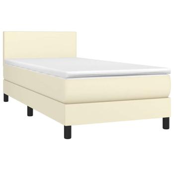 Boxspringbett mit Matratze & LED Creme 80x200 cm Kunstleder