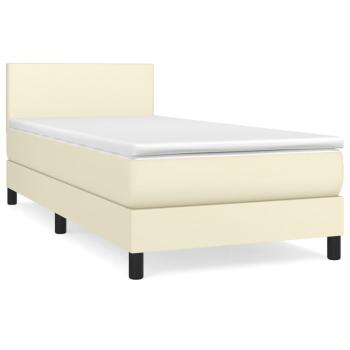 Boxspringbett mit Matratze Creme 80x200 cm Kunstleder