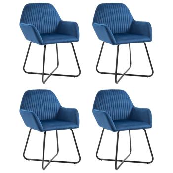 ARDEBO.de - Esszimmerstühle 4 Stk. Blau Samt