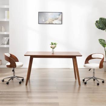 ARDEBO.de - Esszimmerstühle 2 Stk. Drehbar Weiß Bugholz und Kunstleder