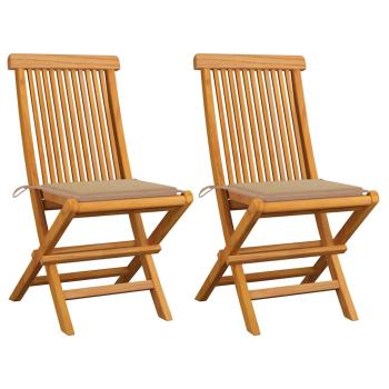 ARDEBO.de - Klappstühle mit beigen Kissen, 2 Stück, Massivholz Teakholz