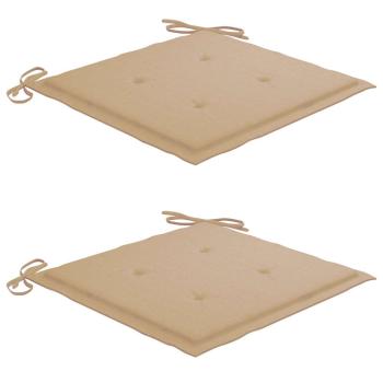 Klappstühle mit beigen Kissen, 2 Stück, Massivholz Teakholz
