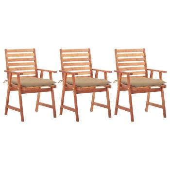 ARDEBO.de - Garten-Essstühle 3 Stk. mit Kissen Massivholz Akazie