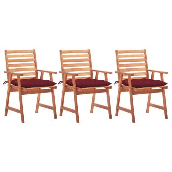 ARDEBO.de - Garten-Essstühle 3 Stk. mit Kissen Massivholz Akazie