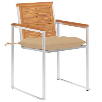 Gartenstühle mit Kissen 2 Stk. Massivholz Akazie und Stahl