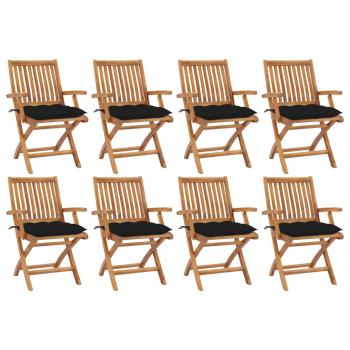 ARDEBO.de - Klappstühle mit Kissen, 8-teilig, Massivholz Teakholz