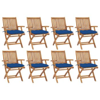 ARDEBO.de - Klappstühle mit Kissen, 8-teilig, Massivholz Teakholz