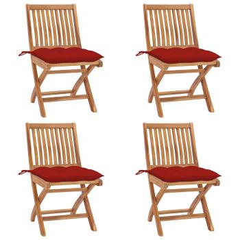 ARDEBO.de - Klappst?hle mit Kissen, 4-teilig, Massivholz Teakholz