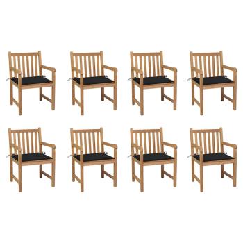 ARDEBO.de - Gartenstühle 8 Stk. mit Schwarzen Kissen Massivholz Teak