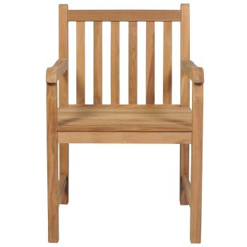 Gartenstühle 8 Stk. mit Schwarzen Kissen Massivholz Teak