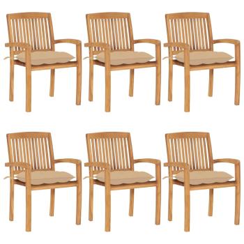 ARDEBO.de - Stapelbare Gartenst?hle mit Kissen 6 Stk. Massivholz Teak