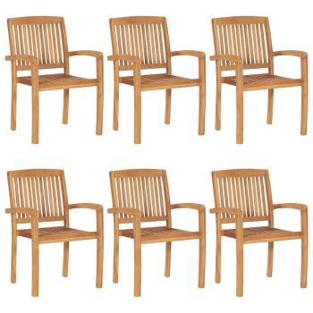 Stapelbare Gartenst?hle mit Kissen 6 Stk. Massivholz Teak