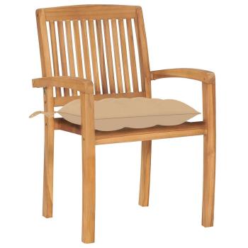 Stapelbare Gartenst?hle mit Kissen 6 Stk. Massivholz Teak