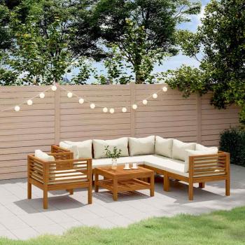ARDEBO.de - 7-tlg. Garten-Lounge-Set mit Creme Kissen Massivholz Akazie