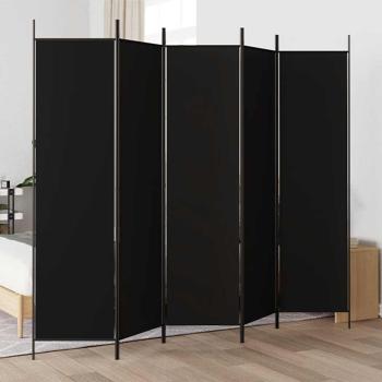 ARDEBO.de - 5-tlg. Paravent Schwarz 250x200 cm Stoff