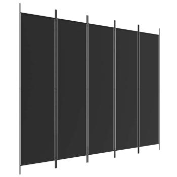 5-tlg. Paravent Schwarz 250x200 cm Stoff