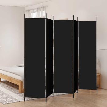 5-tlg. Paravent Schwarz 250x200 cm Stoff