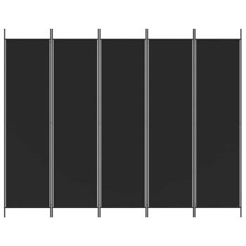 5-tlg. Paravent Schwarz 250x200 cm Stoff