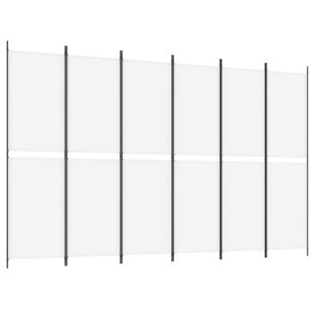 6-tlg. Paravent Weiß 300x200 cm Stoff