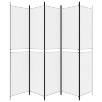 5-tlg. Paravent Weiß 250x220 cm Stoff