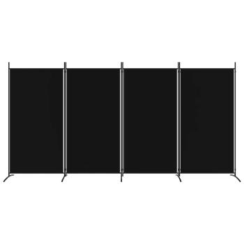4-tlg. Paravent Schwarz 346x180 cm Stoff