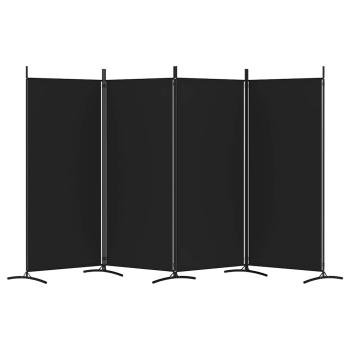 4-tlg. Paravent Schwarz 346x180 cm Stoff