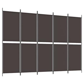 5-tlg. Paravent Braun 250x180 cm Stoff
