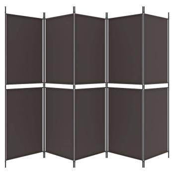 5-tlg. Paravent Braun 250x180 cm Stoff