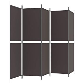5-tlg. Paravent Braun 250x180 cm Stoff