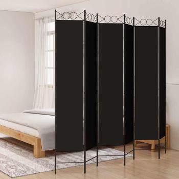ARDEBO.de - 6-tlg. Paravent Schwarz 240x220 cm Stoff