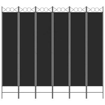 6-tlg. Paravent Schwarz 240x220 cm Stoff
