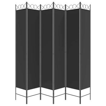 6-tlg. Paravent Schwarz 240x220 cm Stoff
