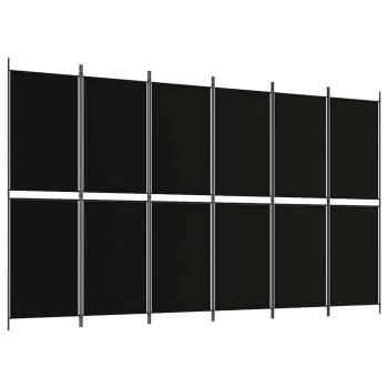 6-tlg. Paravent Schwarz 300x180 cm Stoff