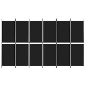 6-tlg. Paravent Schwarz 300x180 cm Stoff