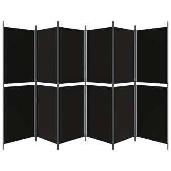 6-tlg. Paravent Schwarz 300x180 cm Stoff