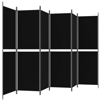 6-tlg. Paravent Schwarz 300x180 cm Stoff