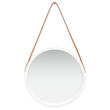 Wandspiegel mit Gürtel 40 cm Weiß