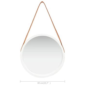 Wandspiegel mit Gürtel 40 cm Weiß