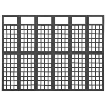Spalier/Paravent 6-teilig Massivholz Tanne Schwarz 242,5x180 cm