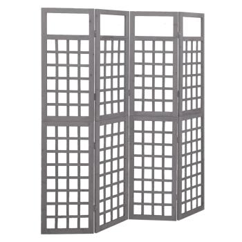 ARDEBO.de - Spalier/Paravent 4-teilig Massivholz Tanne Grau 161x180 cm