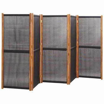 5-tlg. Raumteiler Schwarz 350x180 cm