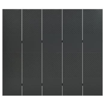 5-tlg. Raumteiler Anthrazit 200x180 cm Stahl